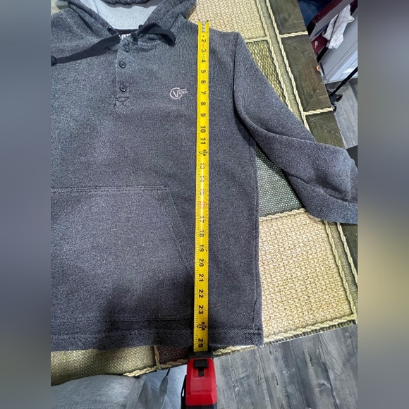 Vans Dark Gray Hoodie with Buttoned Neckline - Picture 7 of 9